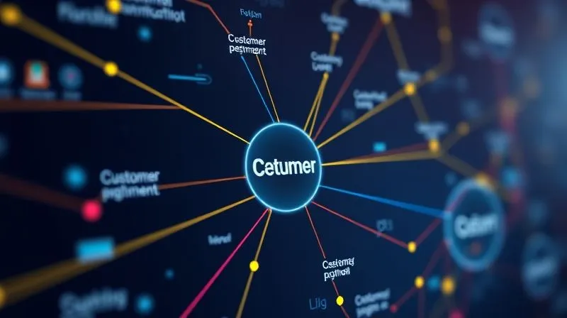 A photorealistic infographic showing interconnected customer segments with different colored lines, representing data flow and personalized pathways. Professional, clean design, 8K, cinematic lighting, sharp focus, depth of field.