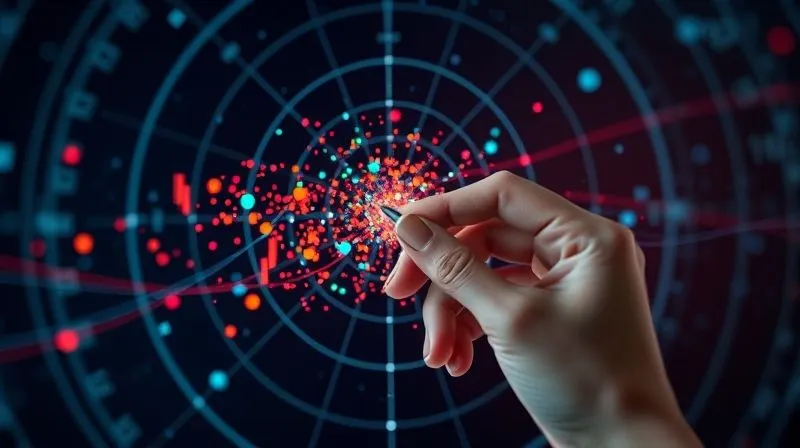 A photorealistic image of a futuristic holographic radar screen displaying various colored dots and lines, representing weak signals and emerging trends across different sectors. A hand with a stylus is interacting with the screen, zooming in on a specific cluster, under cinematic lighting, sharp focus, depth of field, 8K hyper-detailed. A photorealistic image of a futuristic holographic radar screen displaying various colored dots and lines, representing weak signals and emerging trends across different sectors. A hand with a stylus is interacting with the screen, zooming in on a specific cluster, under cinematic lighting, sharp focus, depth of field, 8K hyper-detailed.