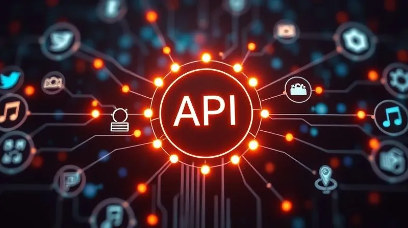 A photorealistic, professional photography, 8K, cinematic lighting, sharp focus, depth of field, shot on a high-end DSLR, depicting glowing digital connections and data streams flowing between diverse system icons (representing legacy and modern applications) through a central, abstract API gateway, illustrating seamless data flow and integration.