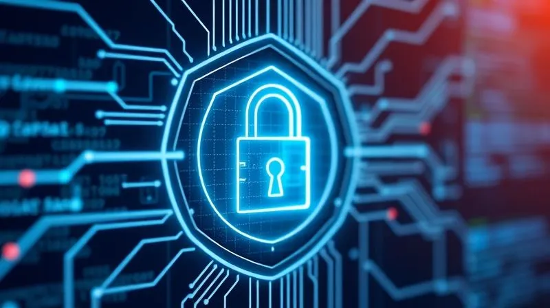 A photorealistic, professional photography, 8K, cinematic lighting, sharp focus, depth of field, shot on a high-end DSLR of a digital lock and key icon surrounded by glowing lines of code and a protective shield, symbolizing robust cybersecurity measures and secure data integration within a complex network of systems. The background is slightly blurred, focusing on the security elements.