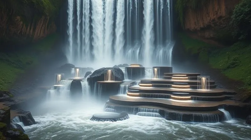 A photorealistic, professional photography, 8K, cinematic lighting, sharp focus, depth of field, shot on a high-end DSLR of a large, flowing waterfall, but with several smaller, contained pools or terraced sections along its path, each with a distinct, glowing ripple effect. This symbolizes the integration of iterative sub-phases or agile elements within a larger, rigid waterfall structure. The environment should be lush and natural, conveying a sense of organic adaptation within a powerful force. A photorealistic, professional photography, 8K, cinematic lighting, sharp focus, depth of field, shot on a high-end DSLR of a large, flowing waterfall, but with several smaller, contained pools or terraced sections along its path, each with a distinct, glowing ripple effect. This symbolizes the integration of iterative sub-phases or agile elements within a larger, rigid waterfall structure. The environment should be lush and natural, conveying a sense of organic adaptation within a powerful force.