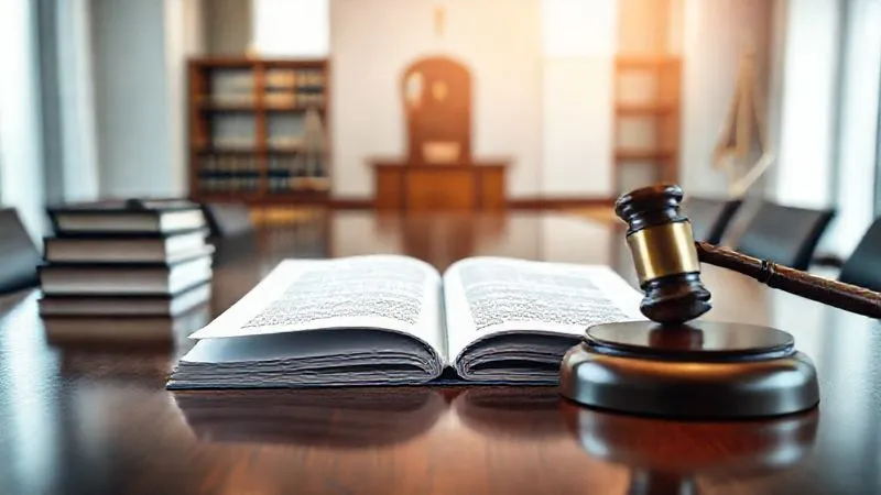 A photorealistic image of a legal brief open on a polished conference table, flanked by a gavel and a stack of law books, with a blurred background of a modern courtroom. Cinematic lighting emphasizes the gravity of legal proceedings. Sharp focus on the document and gavel, depth of field creating a sense of judicial authority. Shot on a high-end DSLR, 8K hyper-detailed. A photorealistic image of a legal brief open on a polished conference table, flanked by a gavel and a stack of law books, with a blurred background of a modern courtroom. Cinematic lighting emphasizes the gravity of legal proceedings. Sharp focus on the document and gavel, depth of field creating a sense of judicial authority. Shot on a high-end DSLR, 8K hyper-detailed.