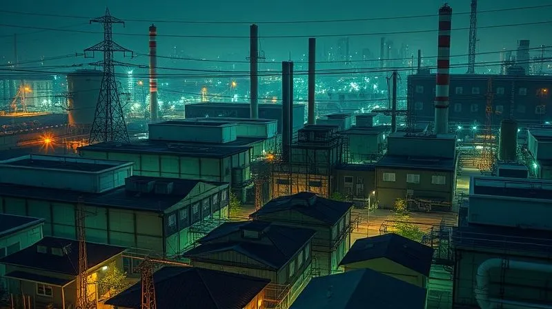 A photorealistic image of a complex industrial facility or urban landscape, with various elements (e.g., power lines, water pipes, buildings) subtly illuminated by a 'green' glow emanating from small, integrated community projects (e.g., a community garden, a solar panel array). The overall impression is one of harmony and efficient flow, symbolizing reduced risk and enhanced operational stability. Cinematic lighting, sharp focus on the integrated elements, depth of field blurring the background, shot on a high-end DSLR, 8K hyper-detailed.