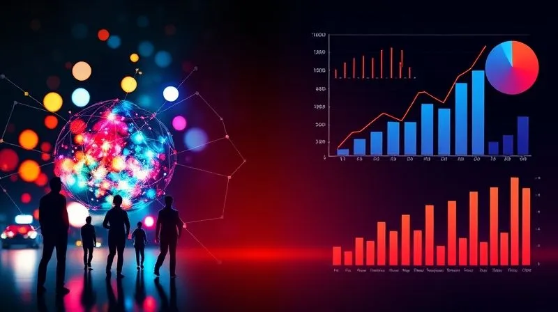 photorealistic, professional photography, 8K, cinematic lighting, sharp focus, depth of field, shot on a high-end DSLR, a visually striking infographic illustrating the interplay between qualitative and quantitative brand metrics. On one side, abstract, glowing shapes and human silhouettes represent brand perception, sentiment, and emotional connection. On the other side, precise, geometric bar charts, line graphs, and pie charts symbolize sales figures, market share, and conversion rates, with a subtle connecting bridge showing how they influence each other. The composition is dynamic and balanced, emphasizing the holistic nature of brand measurement.