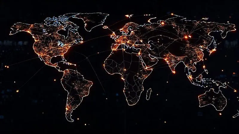 A photorealistic professional photography of a world map with numerous interconnected, glowing lines representing diversified global supply chain routes, fanning out from multiple production hubs to various markets. The lines are robust and overlapping, signifying redundancy and resilience against a backdrop of subtle, distant geopolitical symbols, 8K, cinematic lighting, sharp focus on the network.