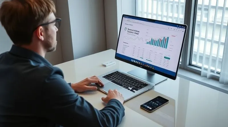 A photorealistic, professional photography, 8K, cinematic lighting, sharp focus, depth of field, shot on a high-end DSLR. A person is sitting at a sleek, modern desk, looking at a laptop screen displaying a secure online portal with financial graphs and document upload options. On the desk are a tablet and a smartphone, all connected, symbolizing digital tools for global financial management. The setting is clean and efficient. A photorealistic, professional photography, 8K, cinematic lighting, sharp focus, depth of field, shot on a high-end DSLR. A person is sitting at a sleek, modern desk, looking at a laptop screen displaying a secure online portal with financial graphs and document upload options. On the desk are a tablet and a smartphone, all connected, symbolizing digital tools for global financial management. The setting is clean and efficient.