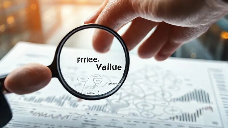 photorealistic, professional photography, 8K, cinematic lighting, sharp focus, depth of field, shot on a high-end DSLR, a hand holding a magnifying glass over a complex financial graph, with 'Price' being a small component and 'Value' represented by a much larger, intricate network of benefits and long-term gains. The background is a blurred, modern financial district.