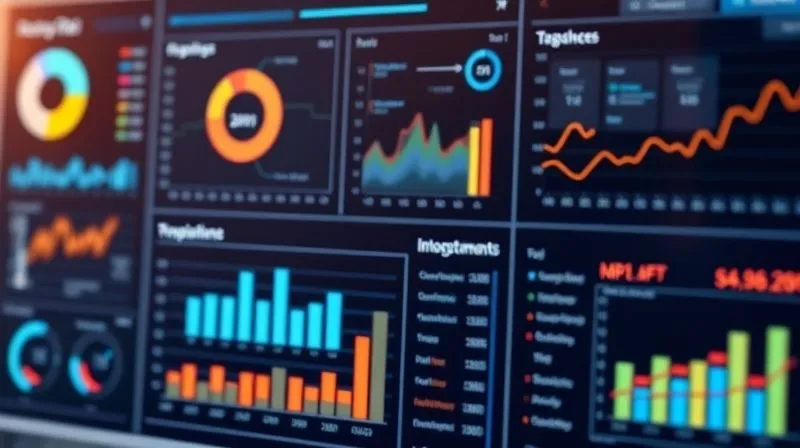 A photorealistic image of a business dashboard displaying various charts and graphs, with key performance indicators (KPIs) for sales and customer engagement highlighted. The data is clean and actionable. Cinematic lighting, sharp focus on the central dashboard, depth of field. 8K hyper-detailed, professional photography.