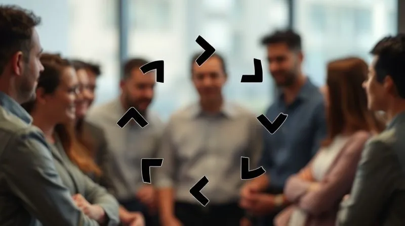 A photorealistic image of a circular diagram with arrows indicating a continuous feedback loop and adaptation process, with icons representing listening, adjusting, and re-evaluating, set against a backdrop of a collaborative team. professional photography, 8K, cinematic lighting, sharp focus on the diagram, depth of field, shot on a high-end DSLR.