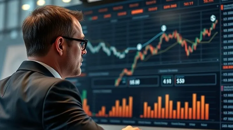 A photorealistic image of a business executive looking at a complex financial dashboard, with clear upward trend lines and dollar signs subtly integrated into the data visualization, professional photography, 8K, cinematic lighting, sharp focus, depth of field, shot on a high-end DSLR A photorealistic image of a business executive looking at a complex financial dashboard, with clear upward trend lines and dollar signs subtly integrated into the data visualization, professional photography, 8K, cinematic lighting, sharp focus, depth of field, shot on a high-end DSLR