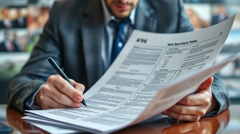 A photorealistic image of a consultant meticulously re-writing a business plan or pitch deck, with industry-specific keywords highlighted, representing the crafting of a new value proposition. The background shows blurred images of different industry sectors, 8K, cinematic lighting, sharp focus on the document, depth of field, professional photography, shot on a high-end DSLR.
