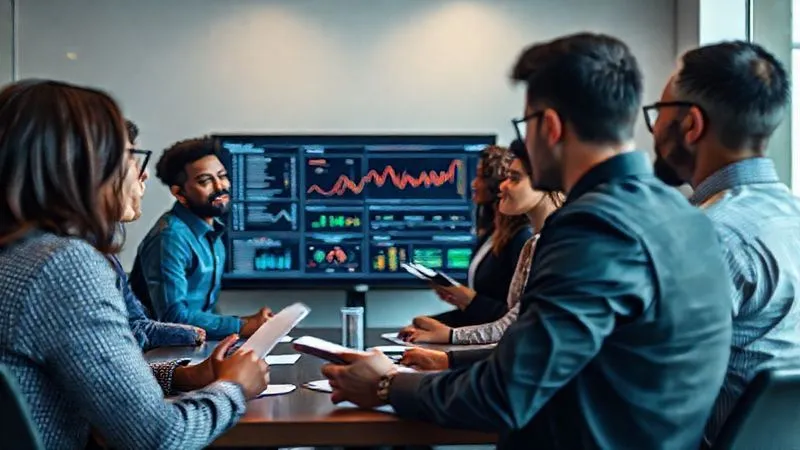 photorealistic, professional photography, 8K, cinematic lighting, sharp focus, depth of field, shot on a high-end DSLR. A diverse team of professionals in a modern meeting room, gathered around a large monitor displaying a data presentation. One team member is actively giving feedback to the presenter, who is thoughtfully taking notes. The atmosphere is collaborative and constructive, with subtle visual cues like arrows or thought bubbles suggesting an iterative feedback loop on the screen. The scene emphasizes teamwork and improvement in data communication. photorealistic, professional photography, 8K, cinematic lighting, sharp focus, depth of field, shot on a high-end DSLR. A diverse team of professionals in a modern meeting room, gathered around a large monitor displaying a data presentation. One team member is actively giving feedback to the presenter, who is thoughtfully taking notes. The atmosphere is collaborative and constructive, with subtle visual cues like arrows or thought bubbles suggesting an iterative feedback loop on the screen. The scene emphasizes teamwork and improvement in data communication.