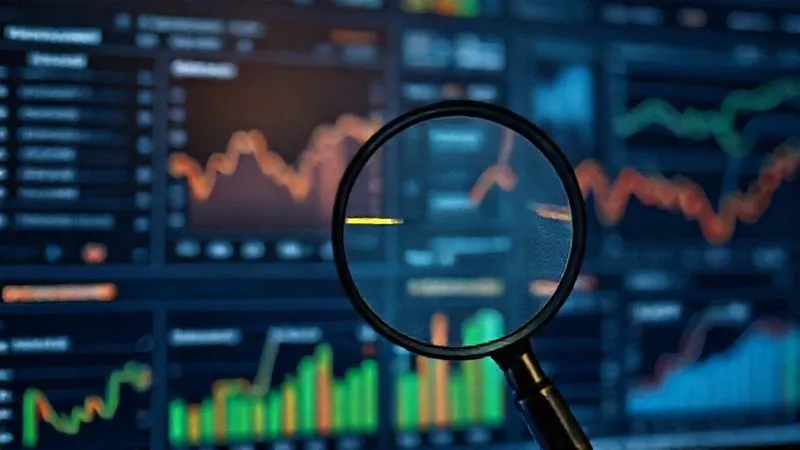 Photorealistic, professional photography, 8K, cinematic lighting, sharp focus, depth of field, shot on a high-end DSLR. A detailed financial dashboard displaying various credit risk metrics, with bar charts and line graphs showing trends. A magnifying glass is hovering over a specific, concerning data point, symbolizing deep analysis and scrutiny. The overall tone is serious and analytical. Photorealistic, professional photography, 8K, cinematic lighting, sharp focus, depth of field, shot on a high-end DSLR. A detailed financial dashboard displaying various credit risk metrics, with bar charts and line graphs showing trends. A magnifying glass is hovering over a specific, concerning data point, symbolizing deep analysis and scrutiny. The overall tone is serious and analytical.