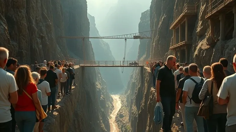 A photorealistic image of a diverse group of people standing on one side of a deep chasm, looking across to a brightly lit, inviting pathway on the other side. A sturdy, modern bridge is being constructed across the chasm, with workers actively building it. Cinematic lighting, sharp focus on the bridge and people, depth of field. Shot on a high-end DSLR, 8K hyper-detailed. A photorealistic image of a diverse group of people standing on one side of a deep chasm, looking across to a brightly lit, inviting pathway on the other side. A sturdy, modern bridge is being constructed across the chasm, with workers actively building it. Cinematic lighting, sharp focus on the bridge and people, depth of field. Shot on a high-end DSLR, 8K hyper-detailed.