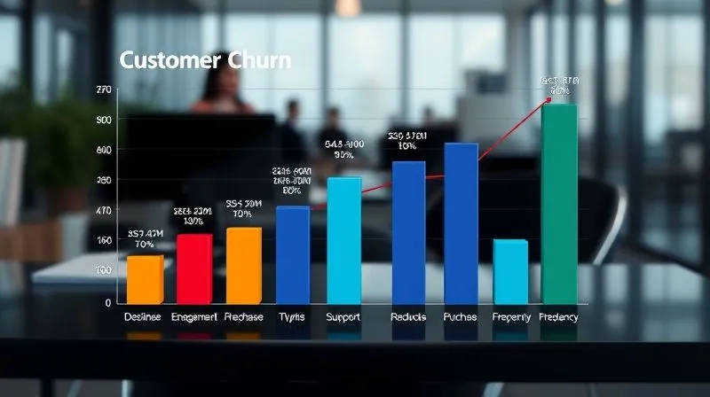 A photorealistic 3D bar chart showing various customer churn indicators like 'Declining Engagement,' 'Increased Support Tickets,' and 'Reduced Purchase Frequency,' with a clear upward trend for these negative indicators, set against a backdrop of a modern, slightly blurred office environment. Professional photography, 8K, cinematic lighting, sharp focus on the data, depth of field, shot on a high-end DSLR. A photorealistic 3D bar chart showing various customer churn indicators like 'Declining Engagement,' 'Increased Support Tickets,' and 'Reduced Purchase Frequency,' with a clear upward trend for these negative indicators, set against a backdrop of a modern, slightly blurred office environment. Professional photography, 8K, cinematic lighting, sharp focus on the data, depth of field, shot on a high-end DSLR.
