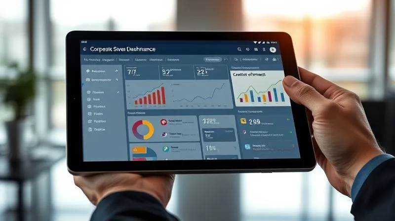 A photorealistic image of a sleek, modern tablet displaying a corporate governance dashboard with various charts, graphs, and a 'Conflicts of Interest' module highlighted. The screen shows a simplified interface for director disclosures and risk assessments. The tablet is held by a professional hand, with a blurred background of a modern office, emphasizing technology's role in streamlining governance. Professional photography, 8K, cinematic lighting, sharp focus, depth of field, shot on a high-end DSLR.