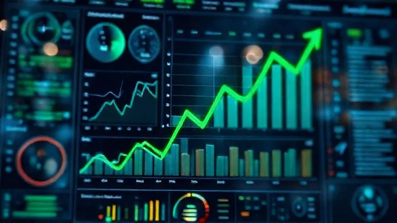 A photorealistic, professional photography, 8K, cinematic lighting, sharp focus, depth of field, shot on a high-end DSLR image of a complex financial dashboard displaying various metrics like cash flow, accounts receivable, and inventory levels, with a green upward trend line symbolizing financial resilience against a backdrop of blurred, interconnected supply chain elements.