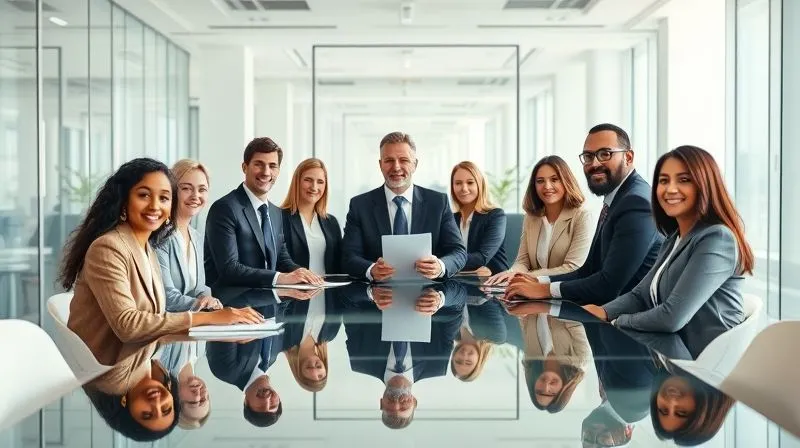 A photorealistic image of a diverse legal team in a modern, bright law office, confidently collaborating around a table, symbolizing proactive compliance and teamwork, with subtle digital security elements in the background, cinematic lighting, sharp focus on the team, depth of field blurring the office, 8K hyper-detailed, professional photography.