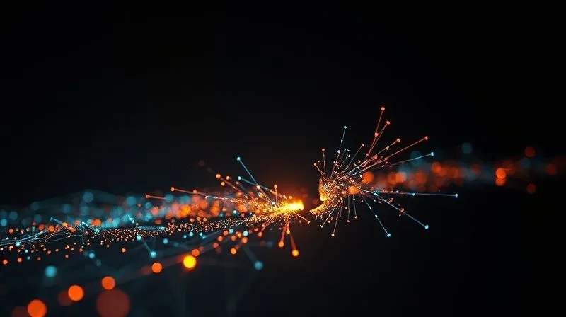 A photorealistic abstract visualization of a broken conversation, represented by fragmented light signals struggling to connect across a dark, digital void, cinematic lighting, sharp focus, depth of field, 8K hyper-detailed. A photorealistic abstract visualization of a broken conversation, represented by fragmented light signals struggling to connect across a dark, digital void, cinematic lighting, sharp focus, depth of field, 8K hyper-detailed.
