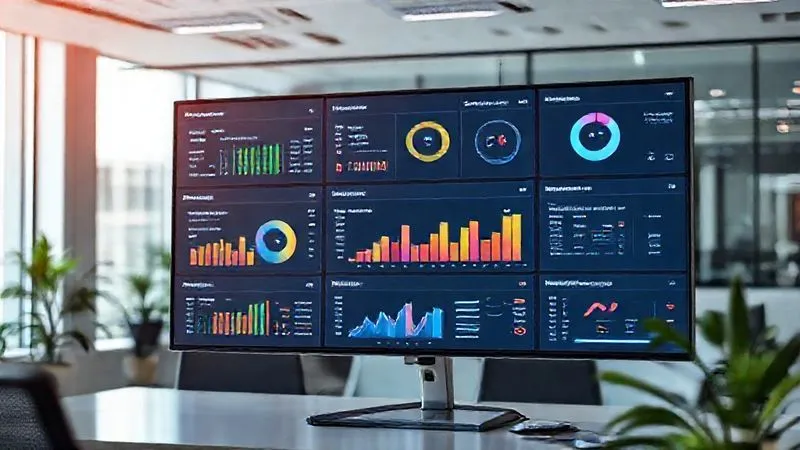 A sleek, modern project management dashboard displayed on multiple screens in a professional office setting. The dashboard clearly shows project progress, scope definition, change requests, and timeline adherence with vibrant, easy-to-read charts and graphs. Photorealistic, professional photography, 8K, cinematic lighting, sharp focus, depth of field, shot on a high-end DSLR. A sleek, modern project management dashboard displayed on multiple screens in a professional office setting. The dashboard clearly shows project progress, scope definition, change requests, and timeline adherence with vibrant, easy-to-read charts and graphs. Photorealistic, professional photography, 8K, cinematic lighting, sharp focus, depth of field, shot on a high-end DSLR.