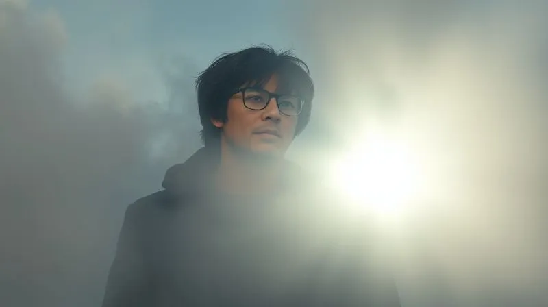 A photorealistic, professional photography, 8K, cinematic lighting, sharp focus, depth of field, shot on a high-end DSLR, depicting a project manager peering into a swirling, opaque fog with a flashlight, symbolizing the challenge of uncovering unknown unknowns. The fog obscures a path ahead, hinting at hidden obstacles.