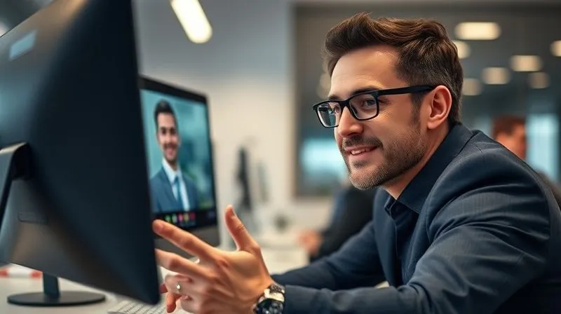 A photorealistic, professional photography, 8K, cinematic lighting, sharp focus, depth of field. A sales professional on a video call, looking genuinely empathetic and engaged, with a customer's blurred profile on the screen. The setting is a modern, clean office environment, symbolizing direct, human-centric re-engagement. Shot on a high-end DSLR.