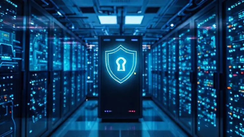 photorealistic, professional photography, 8K, cinematic lighting, sharp focus, depth of field, shot on a high-end DSLR, a complex digital network displayed on multiple screens in a server room, with glowing lines connecting different nodes, a subtle shimmering shield icon overlaying the central server, representing secure data flow and access control, in a cool, blue-lit environment.