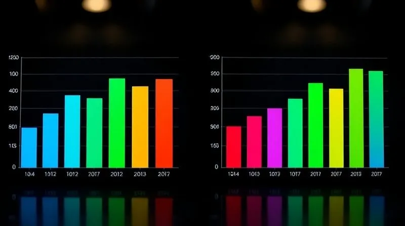 A photorealistic side-by-side comparison of two identical bar graphs: one showing low baseline metrics with flat lines, the other showing significant upward trends in the same metrics. Professional photography, 8K, cinematic lighting, sharp focus on the graphs, depth of field blurring the background, shot on a high-end DSLR.