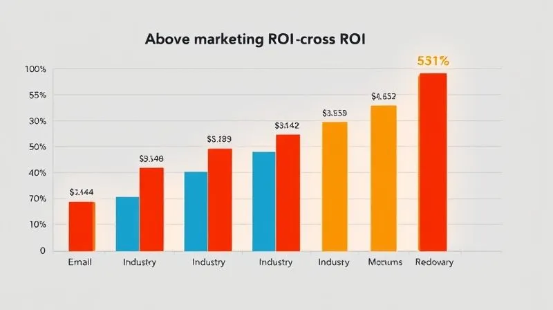 A photorealistic bar chart comparing email marketing ROI across different industries, with one bar highlighted representing the company's industry, showing above-average performance. The chart is clean, professional, and visually compelling. Professional photography, 8K, cinematic lighting, sharp focus, depth of field. A photorealistic bar chart comparing email marketing ROI across different industries, with one bar highlighted representing the company's industry, showing above-average performance. The chart is clean, professional, and visually compelling. Professional photography, 8K, cinematic lighting, sharp focus, depth of field.