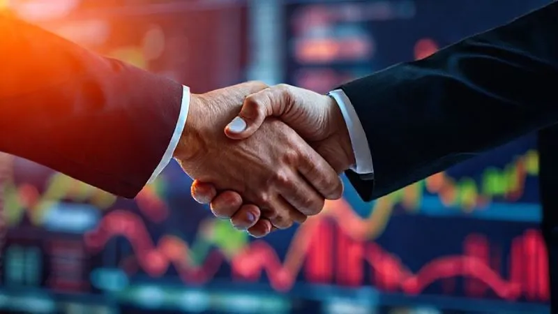 A photorealistic image of two hands, one representing an HR consultant and the other an executive, firmly grasping each other in a handshake over a blurred background of a complex data visualization. The handshake symbolizes trust, partnership, and agreement. The lighting is warm and reassuring. Professional photography, 8K, cinematic lighting, sharp focus on the hands, depth of field blurring the background, shot on a high-end DSLR. A photorealistic image of two hands, one representing an HR consultant and the other an executive, firmly grasping each other in a handshake over a blurred background of a complex data visualization. The handshake symbolizes trust, partnership, and agreement. The lighting is warm and reassuring. Professional photography, 8K, cinematic lighting, sharp focus on the hands, depth of field blurring the background, shot on a high-end DSLR.