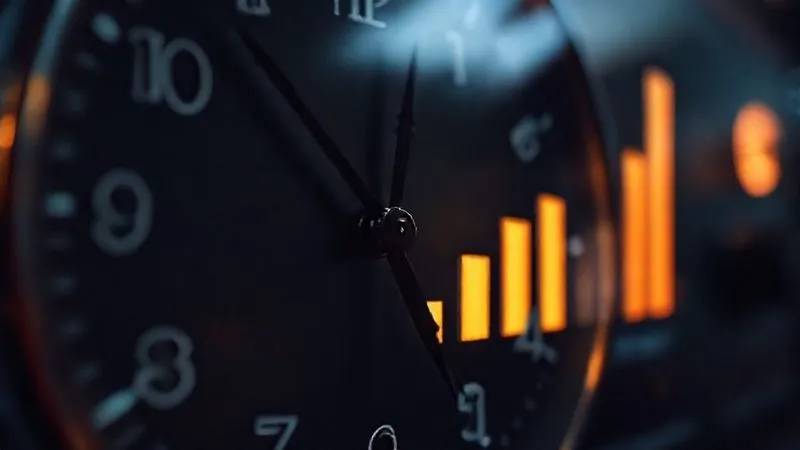 A photorealistic image of a clock face subtly transforming into a bar chart showing rising metrics, cinematic lighting, 8K, sharp focus, depth of field, shot on a high-end DSLR. A photorealistic image of a clock face subtly transforming into a bar chart showing rising metrics, cinematic lighting, 8K, sharp focus, depth of field, shot on a high-end DSLR.