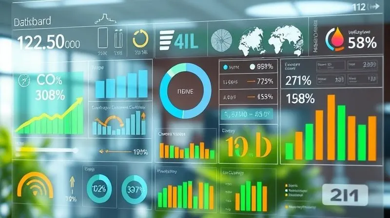 A photorealistic, professional photography, 8K, cinematic lighting, sharp focus, depth of field, shot on a high-end DSLR, of a futuristic, transparent data dashboard displaying various environmental metrics like CO2 reduction, energy savings, and water conservation, alongside corresponding financial benefits in a vibrant, easy-to-understand visual format. The scene is bright and optimistic. A photorealistic, professional photography, 8K, cinematic lighting, sharp focus, depth of field, shot on a high-end DSLR, of a futuristic, transparent data dashboard displaying various environmental metrics like CO2 reduction, energy savings, and water conservation, alongside corresponding financial benefits in a vibrant, easy-to-understand visual format. The scene is bright and optimistic.