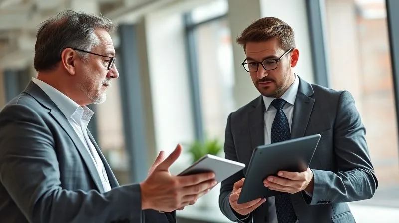 A photorealistic, professional photography image of two business professionals engaged in an intense, focused interview session. One person is a seasoned industry expert, gesturing thoughtfully, while the other is a consultant actively listening and taking detailed notes on a tablet. The setting is a modern, sunlit office, with soft background blur. Cinematic lighting, sharp focus on the interaction, depth of field, 8K hyper-detailed, shot on a high-end DSLR. A photorealistic, professional photography image of two business professionals engaged in an intense, focused interview session. One person is a seasoned industry expert, gesturing thoughtfully, while the other is a consultant actively listening and taking detailed notes on a tablet. The setting is a modern, sunlit office, with soft background blur. Cinematic lighting, sharp focus on the interaction, depth of field, 8K hyper-detailed, shot on a high-end DSLR.