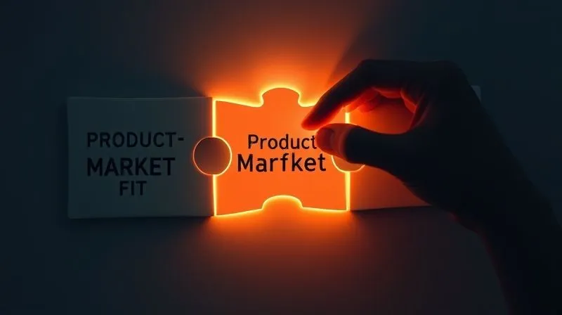 photorealistic, professional photography, 8K, cinematic lighting, sharp focus, depth of field, shot on a high-end DSLR, three distinct, illuminated puzzle pieces representing 'Product-Market Fit', 'Marketing', and 'Sales', with a hand carefully placing the correct piece into a central, glowing slot, symbolizing problem identification and strategic alignment.