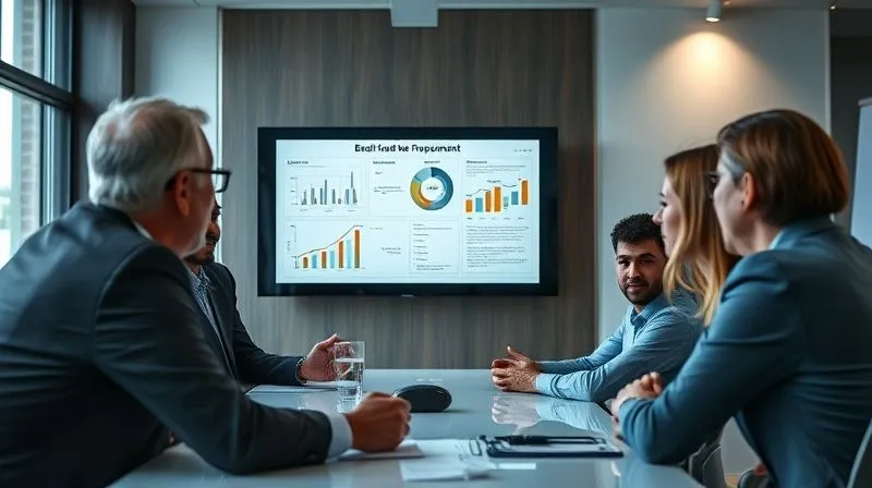 A photorealistic image of a professional business meeting, with a diverse team presenting a detailed plan on a large screen to a client. Focus on clear, confident communication, with subtle expressions of understanding and reassurance. Cinematic lighting, sharp focus on the presentation and interaction, depth of field, 8K hyper-detailed, professional photography, shot on a high-end DSLR. A photorealistic image of a professional business meeting, with a diverse team presenting a detailed plan on a large screen to a client. Focus on clear, confident communication, with subtle expressions of understanding and reassurance. Cinematic lighting, sharp focus on the presentation and interaction, depth of field, 8K hyper-detailed, professional photography, shot on a high-end DSLR.