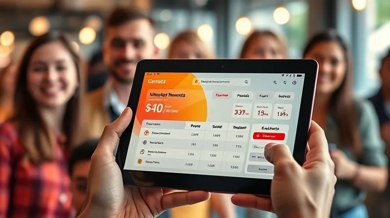 photorealistic, professional photography, 8K, cinematic lighting, sharp focus, depth of field, shot on a high-end DSLR, a vibrant, modern loyalty program interface on a tablet screen, showing a customer's accumulated points, tiered rewards (bronze, silver, gold), and exclusive offers, with a smiling, diverse group of people in the blurred background, symbolizing a thriving customer community. photorealistic, professional photography, 8K, cinematic lighting, sharp focus, depth of field, shot on a high-end DSLR, a vibrant, modern loyalty program interface on a tablet screen, showing a customer's accumulated points, tiered rewards (bronze, silver, gold), and exclusive offers, with a smiling, diverse group of people in the blurred background, symbolizing a thriving customer community.