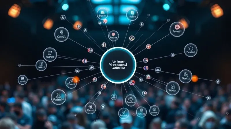 photorealistic, professional photography, 8K, cinematic lighting, sharp focus, depth of field, shot on a high-end DSLR. A holographic projection of interconnected audience segments, displaying demographic data and purchase intent, with a central node representing a "value-based lookalike" radiating connections to diverse, yet highly relevant, smaller audience clusters. The image conveys precision and strategic expansion.