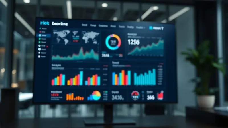 A photorealistic, professional photography shot of a sleek, minimalist executive dashboard on a large, high-resolution screen. The dashboard features clean, uncluttered data visualizations with clear labels and a limited, strategic color palette. The overall impression is one of immediate clarity and actionable insight. Sharp focus on the dashboard, depth of field blurring a modern, executive office setting. 8K hyper-detailed, cinematic lighting.