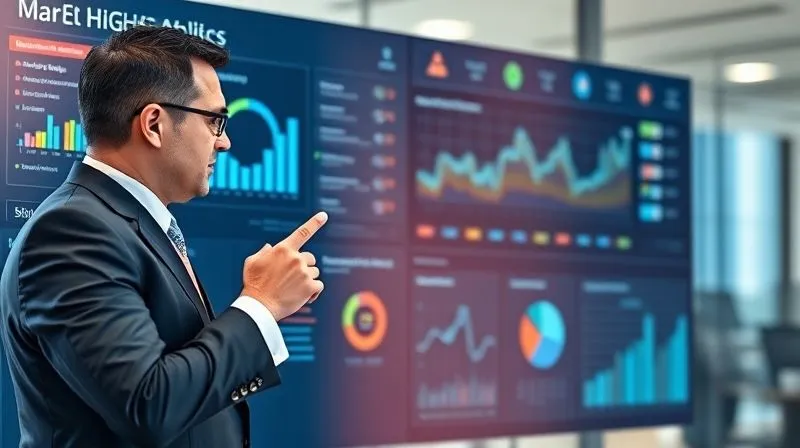 A photorealistic, professional photography shot of an executive confidently interacting with a large, touch-screen interactive dashboard. The dashboard displays dynamic, simplified business analytics with clear drill-down options. The executive is pointing to a specific data point, indicating engagement and understanding. Cinematic lighting, sharp focus on the interaction, depth of field blurring the modern office background. 8K hyper-detailed, shot on a high-end DSLR.