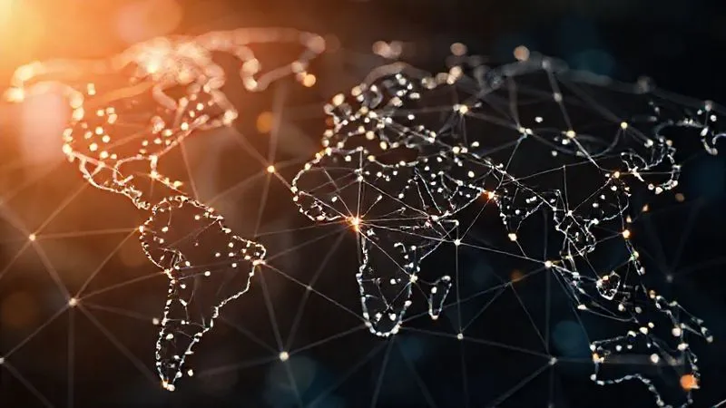 A photorealistic, professional photography, 8K, cinematic lighting, sharp focus, depth of field, shot on a high-end DSLR, depicting a complex global supply chain or organizational chart rendered as a delicate, intricate web, with a few glowing threads fraying or disconnecting, symbolizing the challenge of retaining talent in diverse, interconnected global subsidiaries.