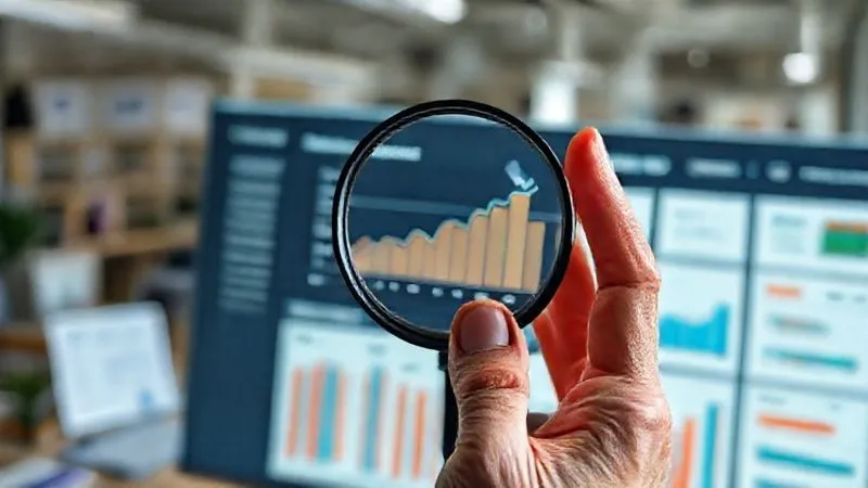 photorealistic, professional photography, 8K, cinematic lighting, sharp focus, depth of field, shot on a high-end DSLR, a hand holding a magnifying glass over a CRM dashboard showing 'stalled leads' with a graph slowly rising, symbolizing re-engagement and analysis. The background shows a busy but organized office environment, reflecting renewed activity. photorealistic, professional photography, 8K, cinematic lighting, sharp focus, depth of field, shot on a high-end DSLR, a hand holding a magnifying glass over a CRM dashboard showing 'stalled leads' with a graph slowly rising, symbolizing re-engagement and analysis. The background shows a busy but organized office environment, reflecting renewed activity.