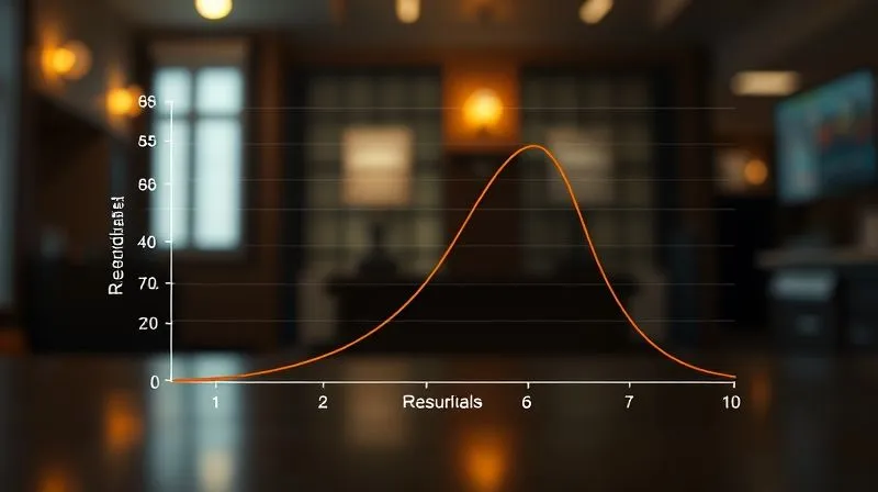 A photorealistic, professional photography, 8K, cinematic lighting, sharp focus, depth of field, shot on a high-end DSLR, showing a diagnostic plot of residuals versus fitted values, with a clear, undesirable 'fan' or 'funnel' shape indicating heteroscedasticity, with the y-axis labeled 'Residuals' and x-axis 'Fitted Values'. A photorealistic, professional photography, 8K, cinematic lighting, sharp focus, depth of field, shot on a high-end DSLR, showing a diagnostic plot of residuals versus fitted values, with a clear, undesirable 'fan' or 'funnel' shape indicating heteroscedasticity, with the y-axis labeled 'Residuals' and x-axis 'Fitted Values'.
