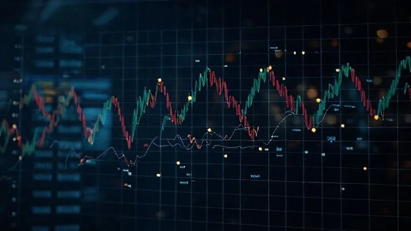 A photorealistic image of a complex financial graph displaying multiple currency exchange rates, with various hedging instruments (represented by subtle lines and nodes) strategically placed to mitigate volatility. The graph is overlaid on a dimly lit trading floor background, with cinematic lighting highlighting the strategic points, sharp focus on the data, depth of field blurring the background, 8K hyper-detailed.