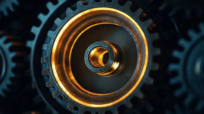 A photorealistic professional photo of a single, illuminated gear cog turning smoothly, surrounded by other gears that are jammed and static, symbolizing a bottleneck in a complex system, cinematic lighting, 8K, sharp focus, depth of field, shot on high-end DSLR.