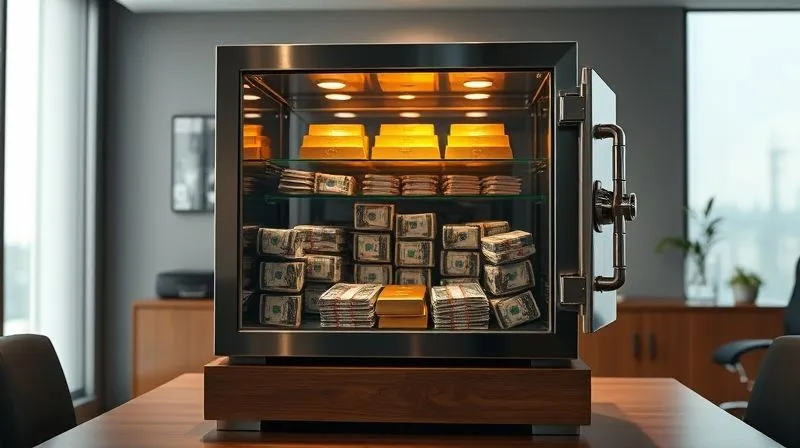 photorealistic, professional photography, 8K, cinematic lighting, sharp focus, depth of field, shot on a high-end DSLR, a secure, clear glass vault filled with neatly stacked gold bars and bundles of cash, positioned firmly on a solid, stable foundation, surrounded by a calm, professional office environment, symbolizing a robust and secure business emergency fund, with a sense of financial stability and preparedness. photorealistic, professional photography, 8K, cinematic lighting, sharp focus, depth of field, shot on a high-end DSLR, a secure, clear glass vault filled with neatly stacked gold bars and bundles of cash, positioned firmly on a solid, stable foundation, surrounded by a calm, professional office environment, symbolizing a robust and secure business emergency fund, with a sense of financial stability and preparedness.