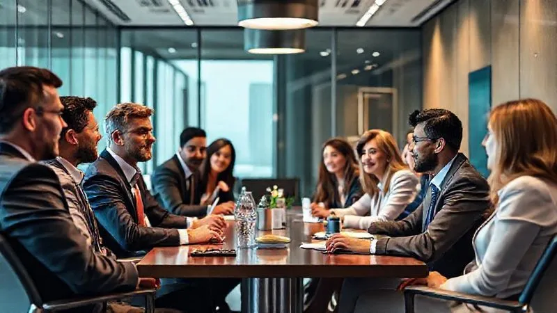 A photorealistic image of a diverse group of international business professionals in a modern conference room, actively engaged in discussion and collaboration, with various cultural symbols subtly integrated into the decor. Cinematic lighting, sharp focus on the group, depth of field, 8K hyper-detailed, professional photography, shot on a high-end DSLR. A photorealistic image of a diverse group of international business professionals in a modern conference room, actively engaged in discussion and collaboration, with various cultural symbols subtly integrated into the decor. Cinematic lighting, sharp focus on the group, depth of field, 8K hyper-detailed, professional photography, shot on a high-end DSLR.