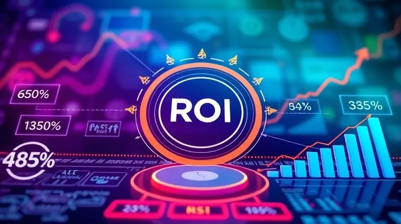 photorealistic, professional photography, 8K, cinematic lighting, sharp focus, depth of field, shot on a high-end DSLR. A dynamic, vibrant 3D infographic showing various interconnected open innovation KPIs (e.g., cost savings, new product launches, time-to-market reduction) flowing into a central 'ROI' hub, displayed on a sleek digital interface. The data is clearly visualized with upward trend arrows and positive percentages, representing growth and success. photorealistic, professional photography, 8K, cinematic lighting, sharp focus, depth of field, shot on a high-end DSLR. A dynamic, vibrant 3D infographic showing various interconnected open innovation KPIs (e.g., cost savings, new product launches, time-to-market reduction) flowing into a central 'ROI' hub, displayed on a sleek digital interface. The data is clearly visualized with upward trend arrows and positive percentages, representing growth and success.