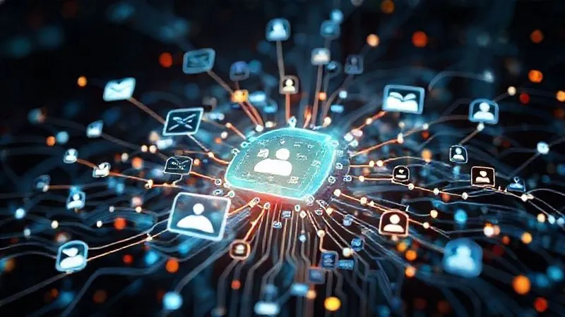 Photorealistic illustration of a complex digital ecosystem, showing various communication channels (chat icons, email symbols, video call screens) seamlessly integrated and flowing into a central data hub, representing efficient asynchronous communication. Cinematic lighting, sharp focus on the interconnectedness, depth of field blurring the background, 8K hyper-detailed. Photorealistic illustration of a complex digital ecosystem, showing various communication channels (chat icons, email symbols, video call screens) seamlessly integrated and flowing into a central data hub, representing efficient asynchronous communication. Cinematic lighting, sharp focus on the interconnectedness, depth of field blurring the background, 8K hyper-detailed.