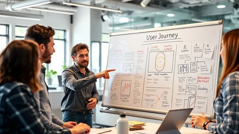 A photorealistic, professional photography, 8K, cinematic lighting, sharp focus, depth of field, shot on a high-end DSLR, depicting a diverse group of entrepreneurs in a modern, brightly lit co-working space, intensely collaborating around a whiteboard filled with user journey maps and pivot strategy diagrams. One person points to a key insight on the board with a determined expression, symbolizing strategic reorientation. A photorealistic, professional photography, 8K, cinematic lighting, sharp focus, depth of field, shot on a high-end DSLR, depicting a diverse group of entrepreneurs in a modern, brightly lit co-working space, intensely collaborating around a whiteboard filled with user journey maps and pivot strategy diagrams. One person points to a key insight on the board with a determined expression, symbolizing strategic reorientation.