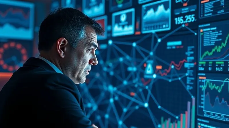 A photorealistic image of a business executive looking frustrated at a complex, tangled web of data lines and disconnected screens, symbolizing the common pitfalls of BI adoption. Cinematic lighting, sharp focus, depth of field, 8K hyper-detailed.